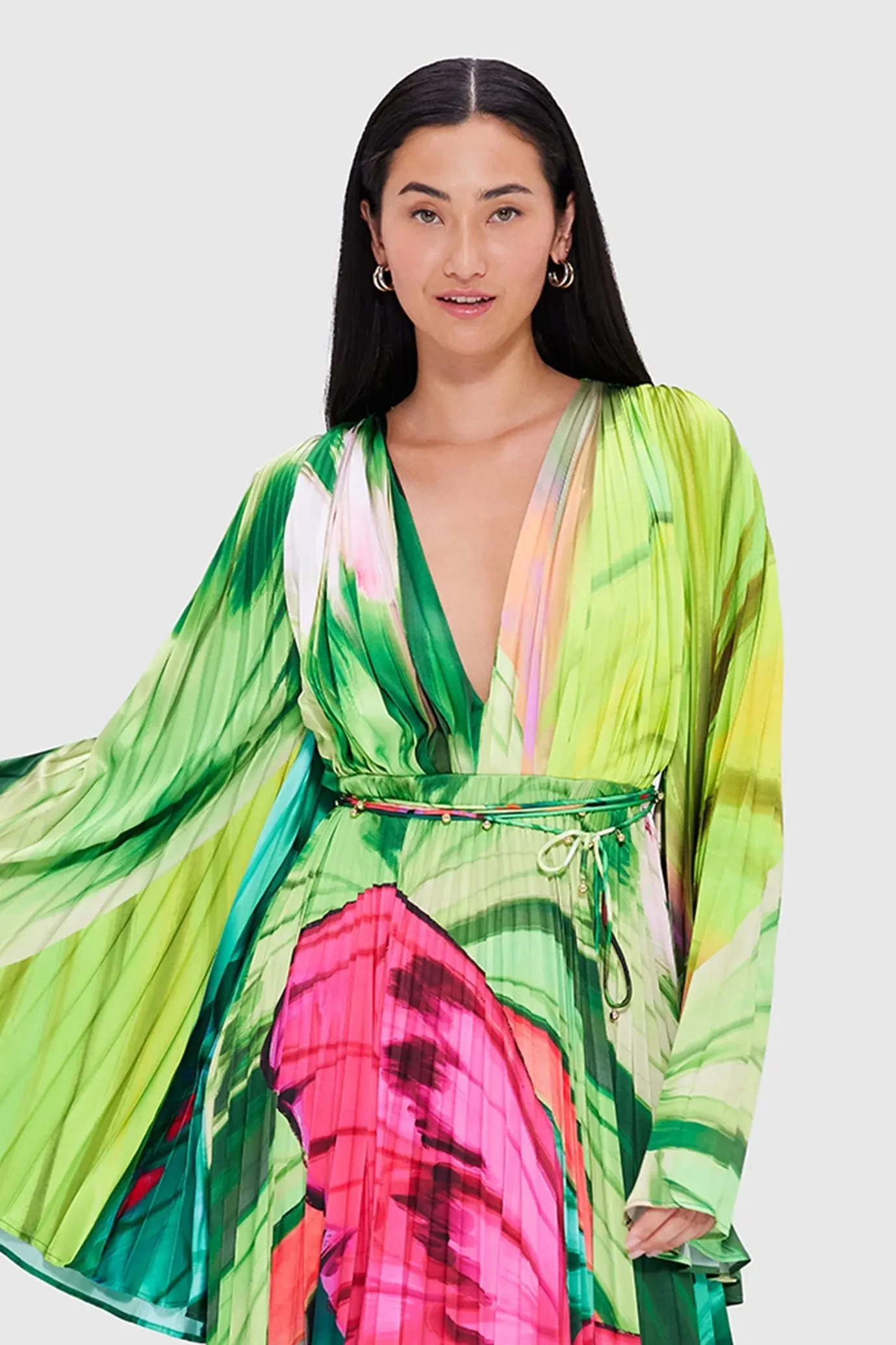 FINAL SALE: Tatiana Maxi Dress Papillon Print in Green by Leo Lin