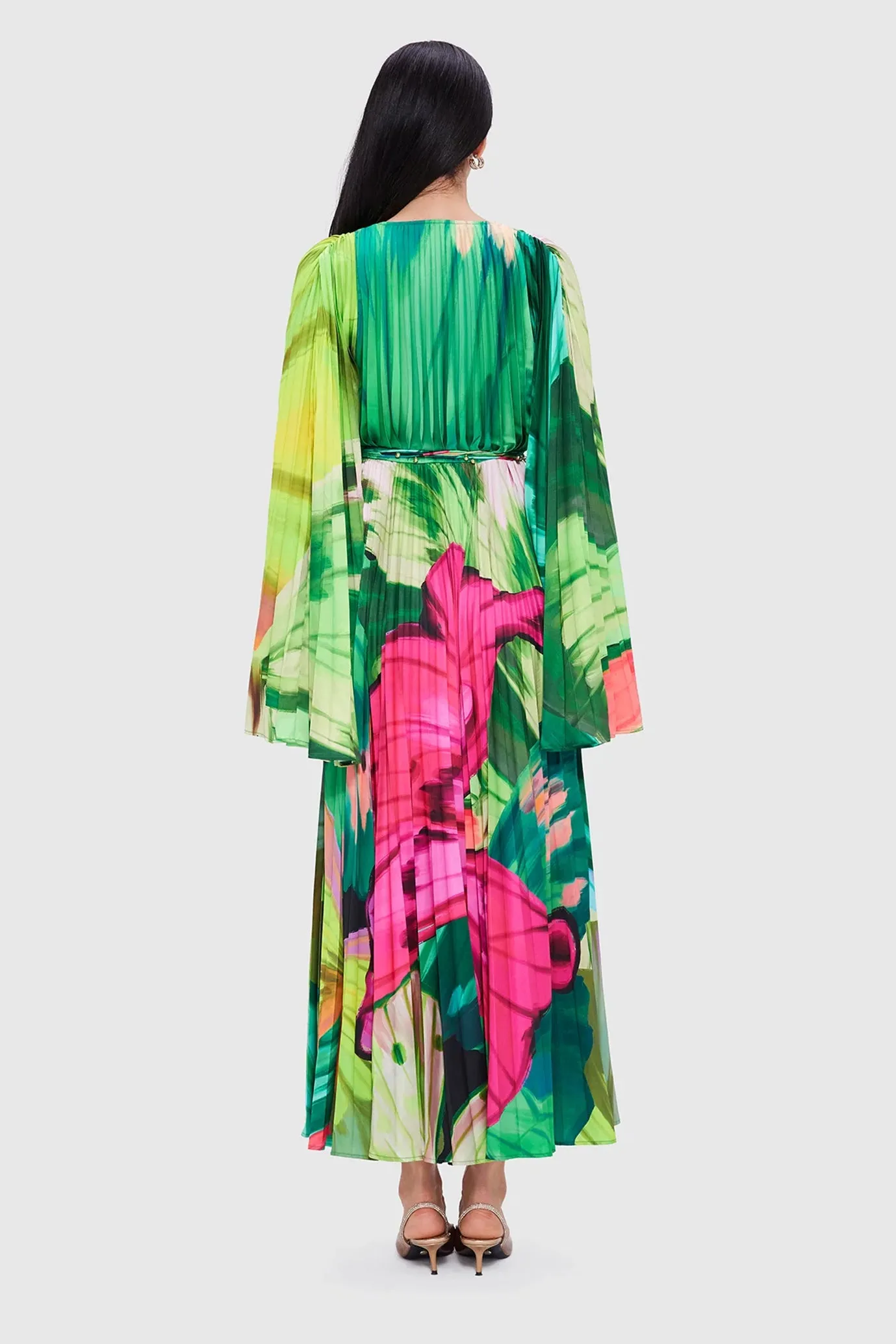 FINAL SALE: Tatiana Maxi Dress Papillon Print in Green by Leo Lin