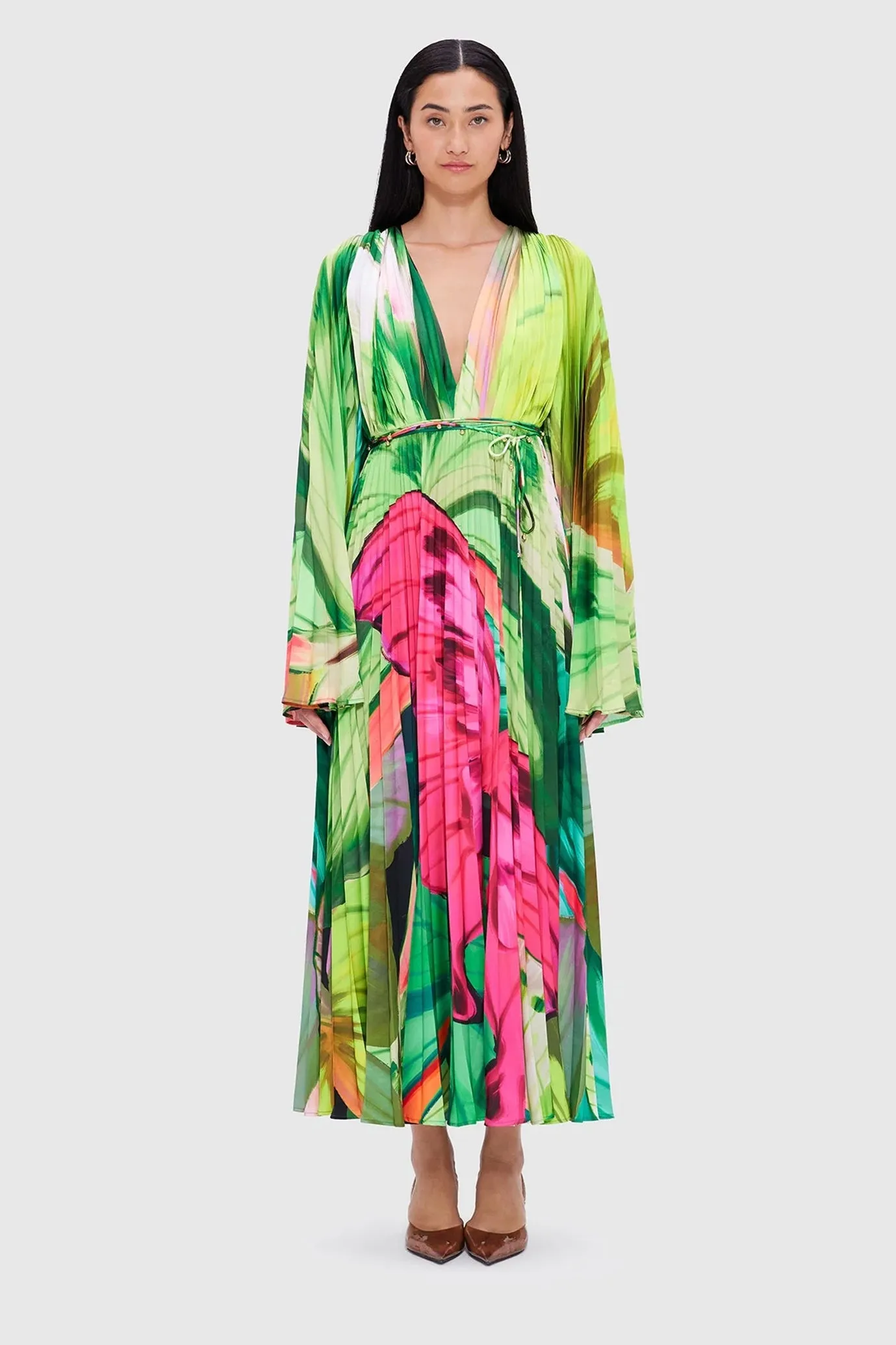FINAL SALE: Tatiana Maxi Dress Papillon Print in Green by Leo Lin