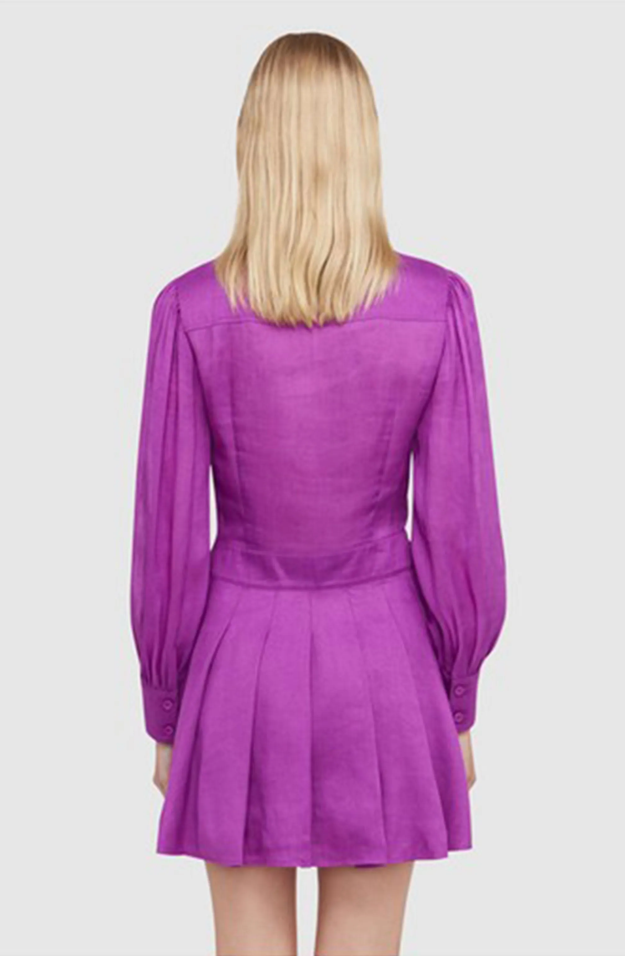 FINAL SALE: Viridian Silk Linen Tie Dress - Violet by Leo Lin