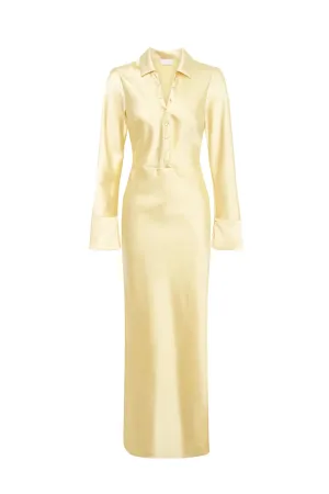 FINAL SALE: Whitley Satin Collared Maxi Dress Dark Butter by Meshki