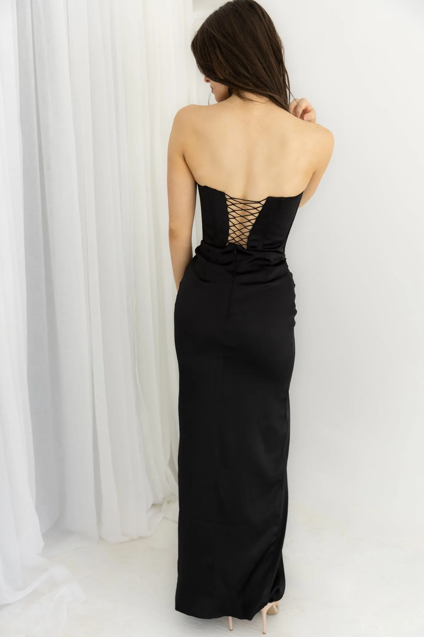 FINAL SALE:Gabriela Black Corset Gown by HSH