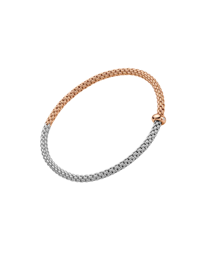 Fope 18ct Rose & White Gold Bicolour Diamond Flex'it Bracelet