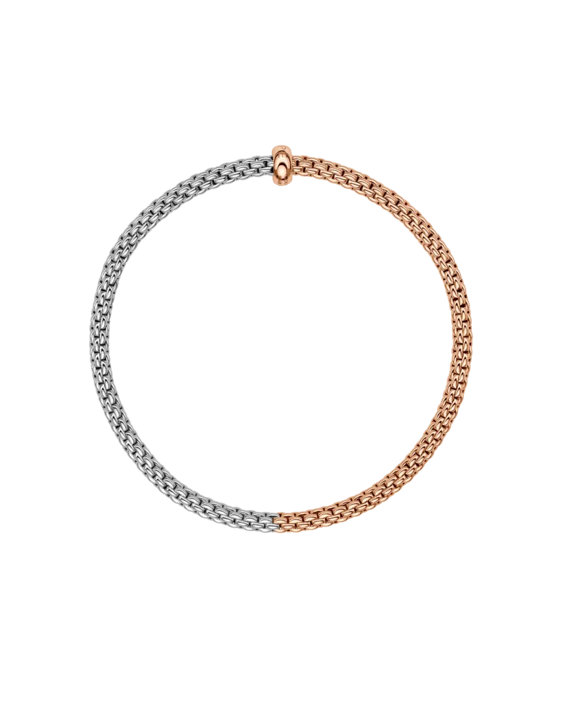 Fope 18ct Rose & White Gold Bicolour Diamond Flex'it Bracelet