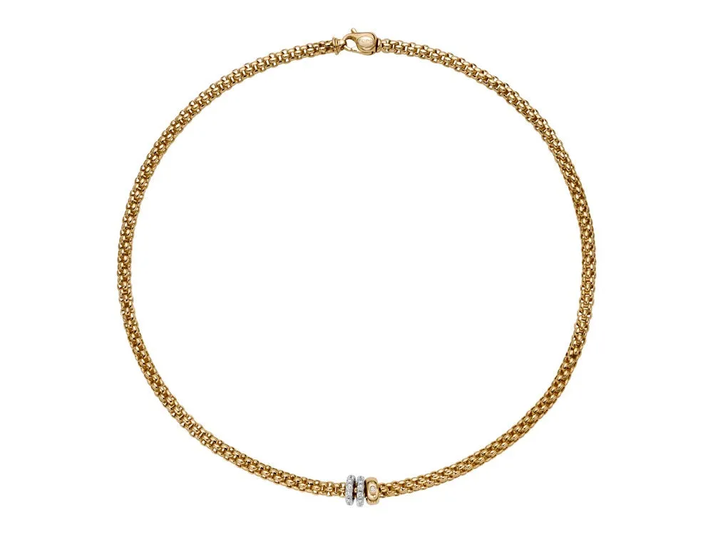 Fope Solo 18ct Yellow Gold 0.56ct Diamond 45cm Necklace