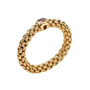 Fope Souls 18ct Yellow Gold Pink Sapphire Flexible Ring