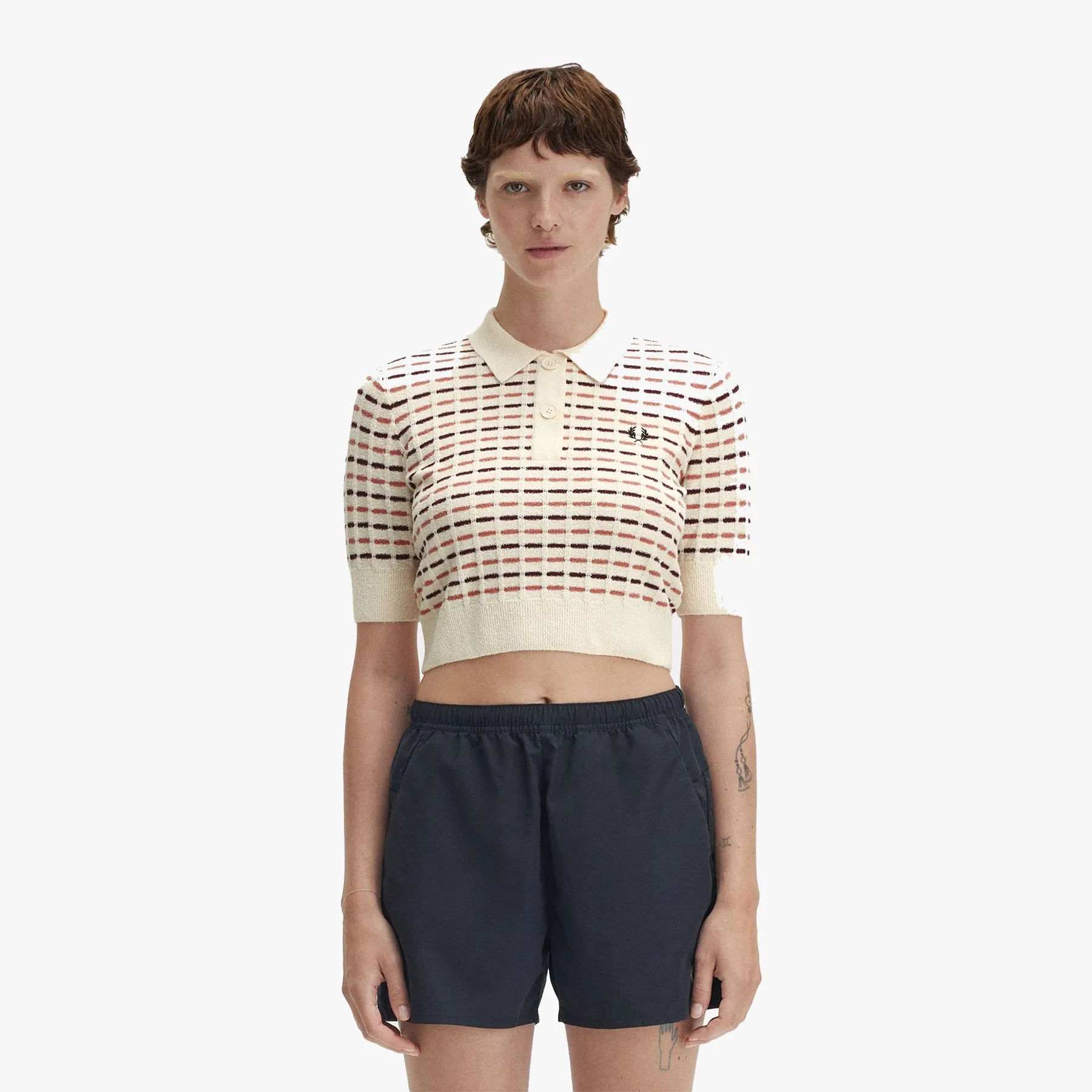 Fred Perry Boucle Knitted Polo Shirt