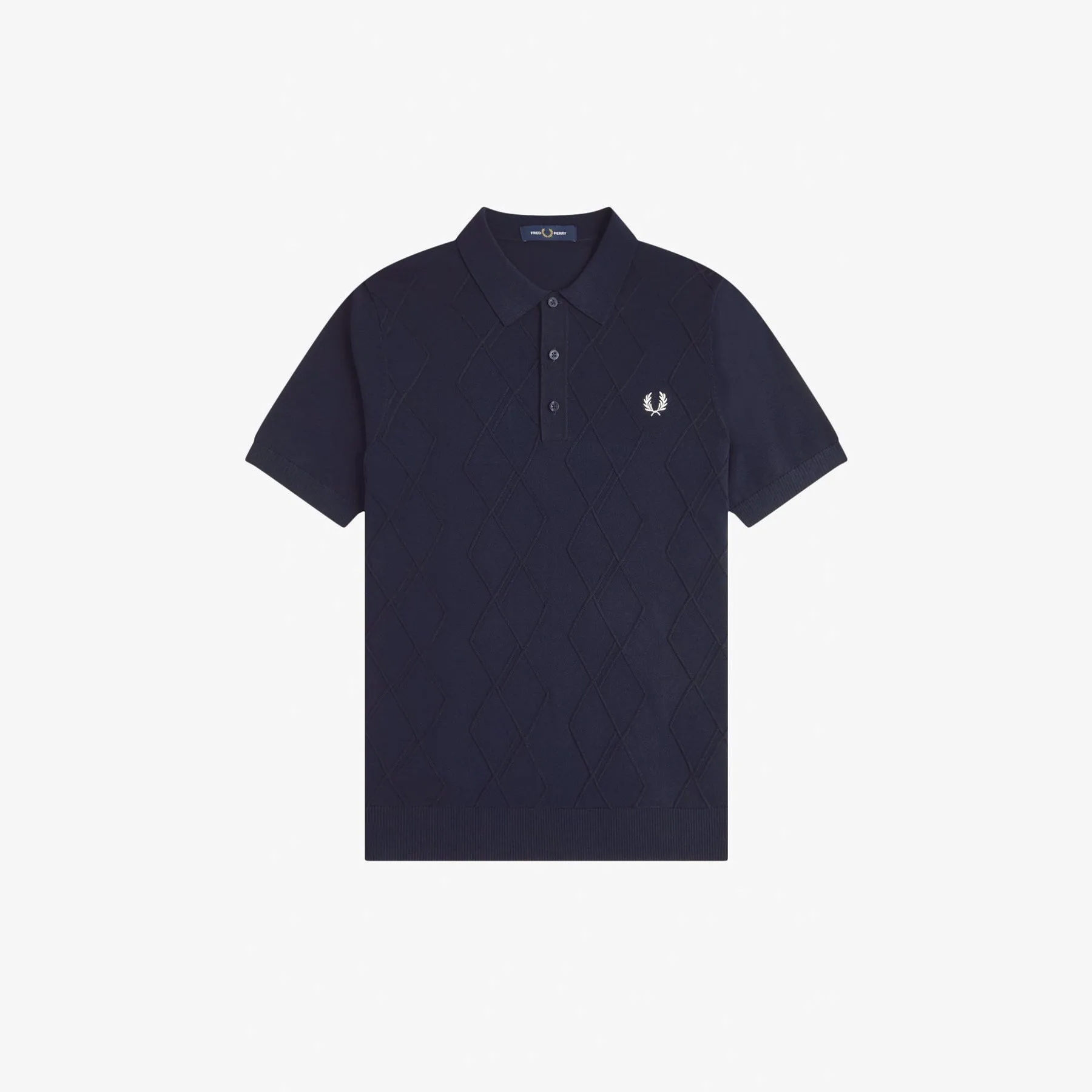 Fred Perry Cable Knitted Shirt-Navy-K9748-608