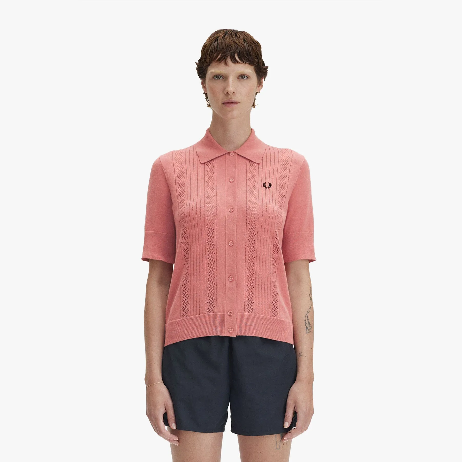 Fred Perry Pointelle Detail Knitted Shirt