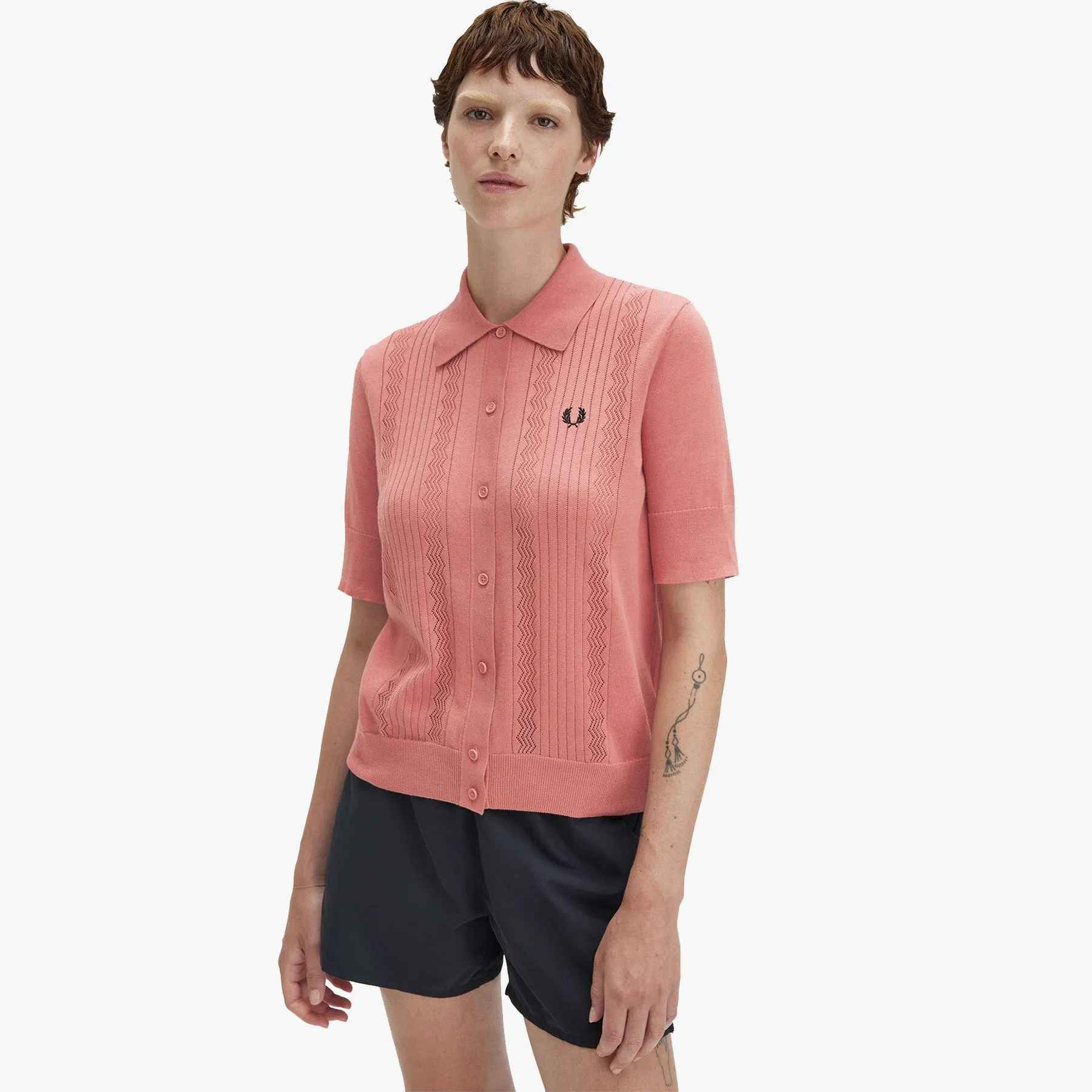Fred Perry Pointelle Detail Knitted Shirt