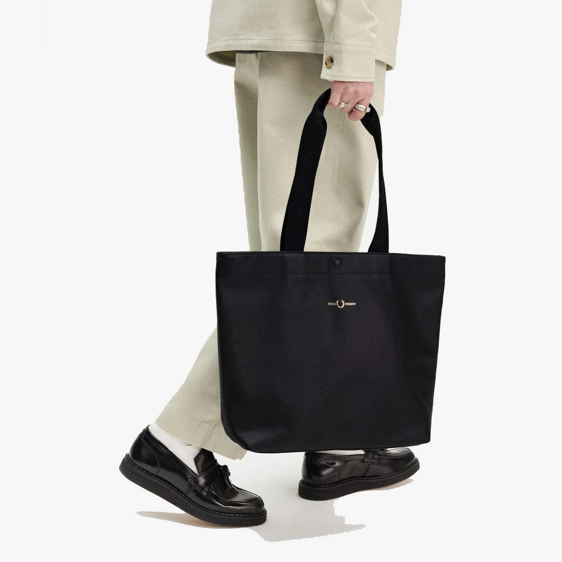 Fred Perry Tumbled Leather Tote Bag
