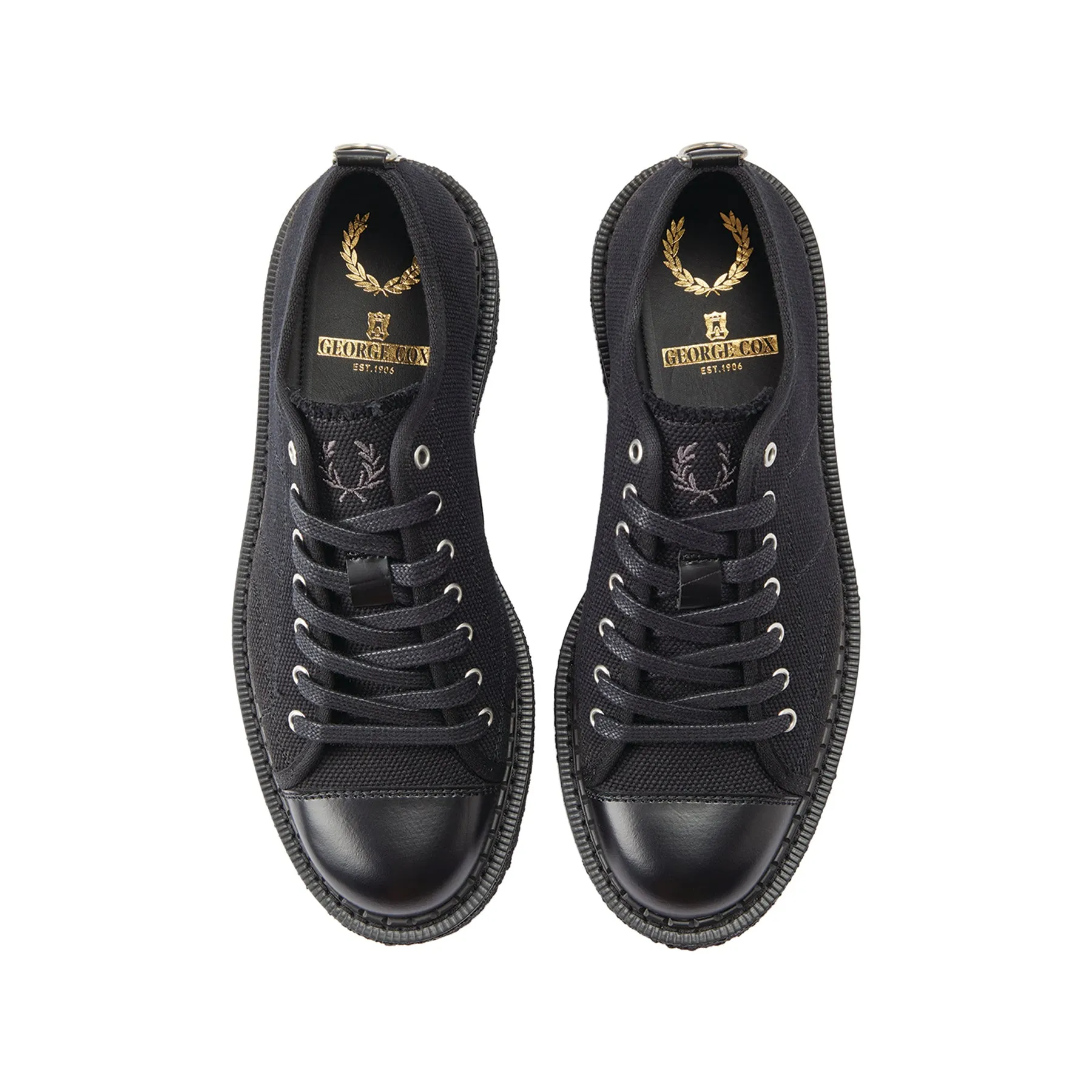 FRED PERRY X GEORGE COX MONKEY SHOE HEAVY CANVAS - BLACK
