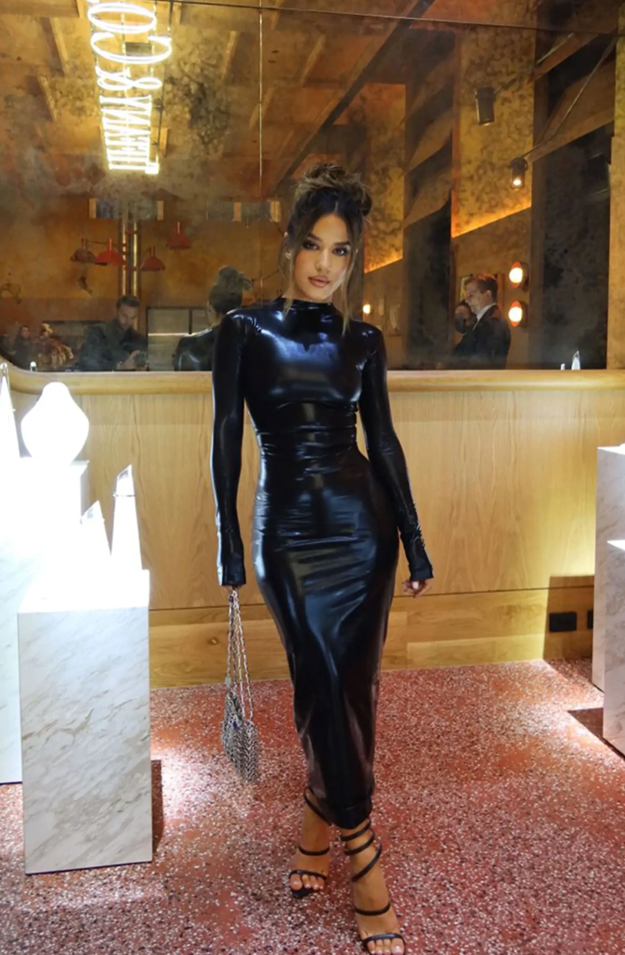 Gia Midi Dress Black Wetlook by Effie Kats