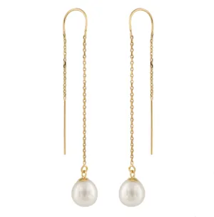Gold & Pearl - Pull-Through Drop Earrings