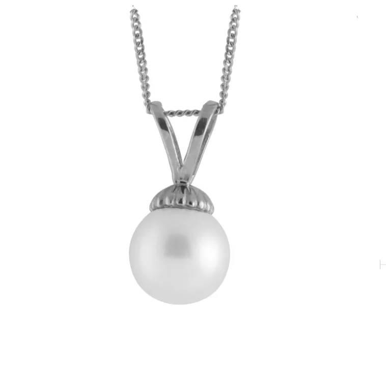 Gold Necklace with White Pearl Drop