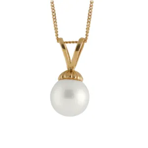 Gold Necklace with White Pearl Drop