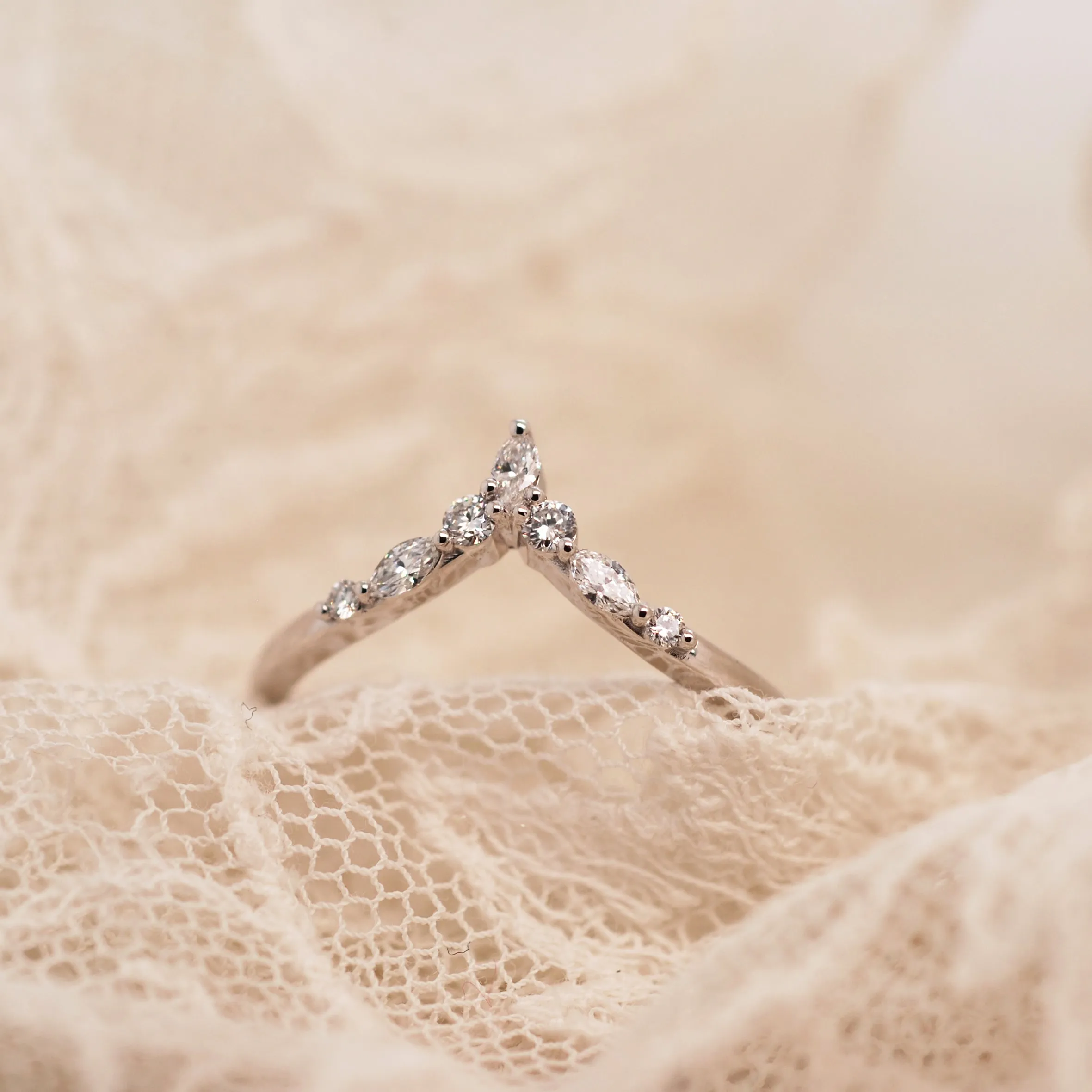 'Grace' Diamond Crown Chevron Band