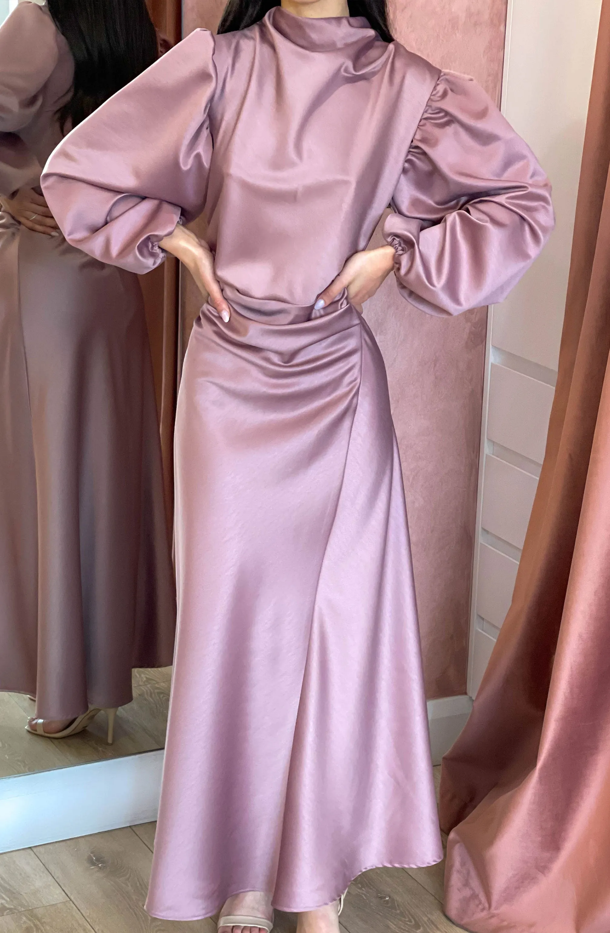 Heather Pink Midi Dress by HSH