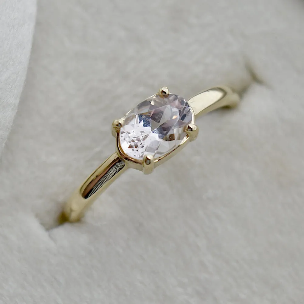 Horizontal Set Oval Morganite Ring