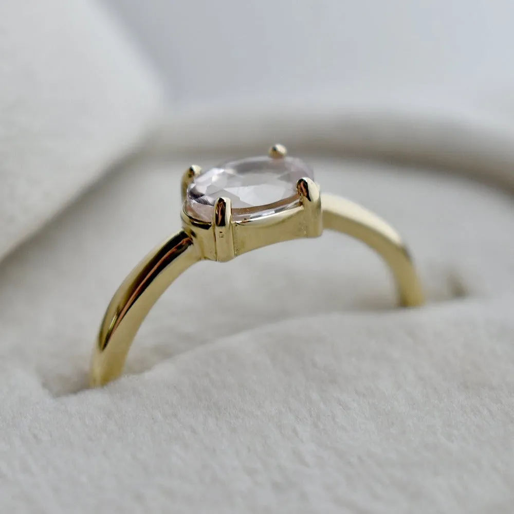 Horizontal Set Oval Morganite Ring