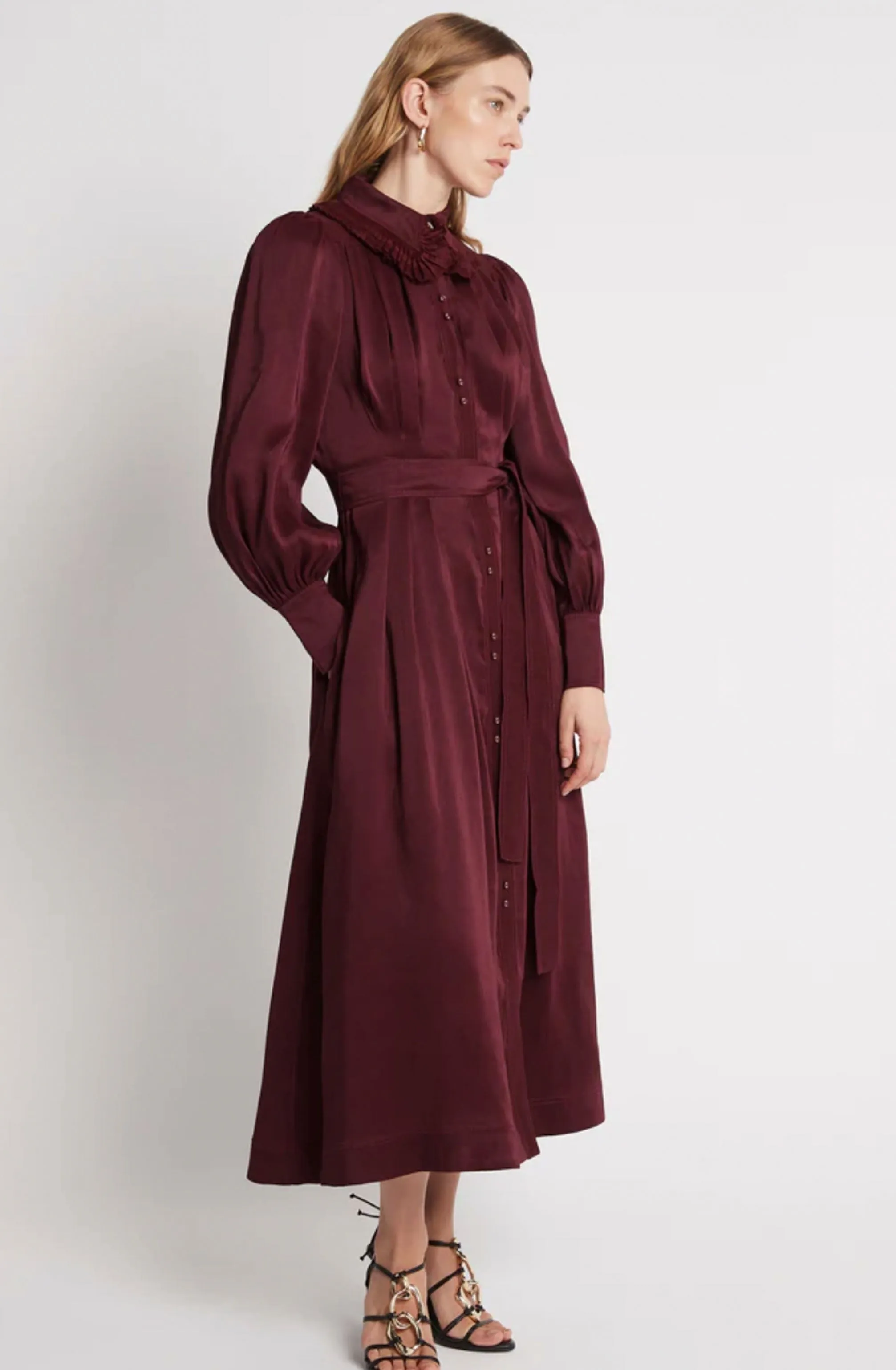 Idealist Pleated Collar Midi Dress by Aje