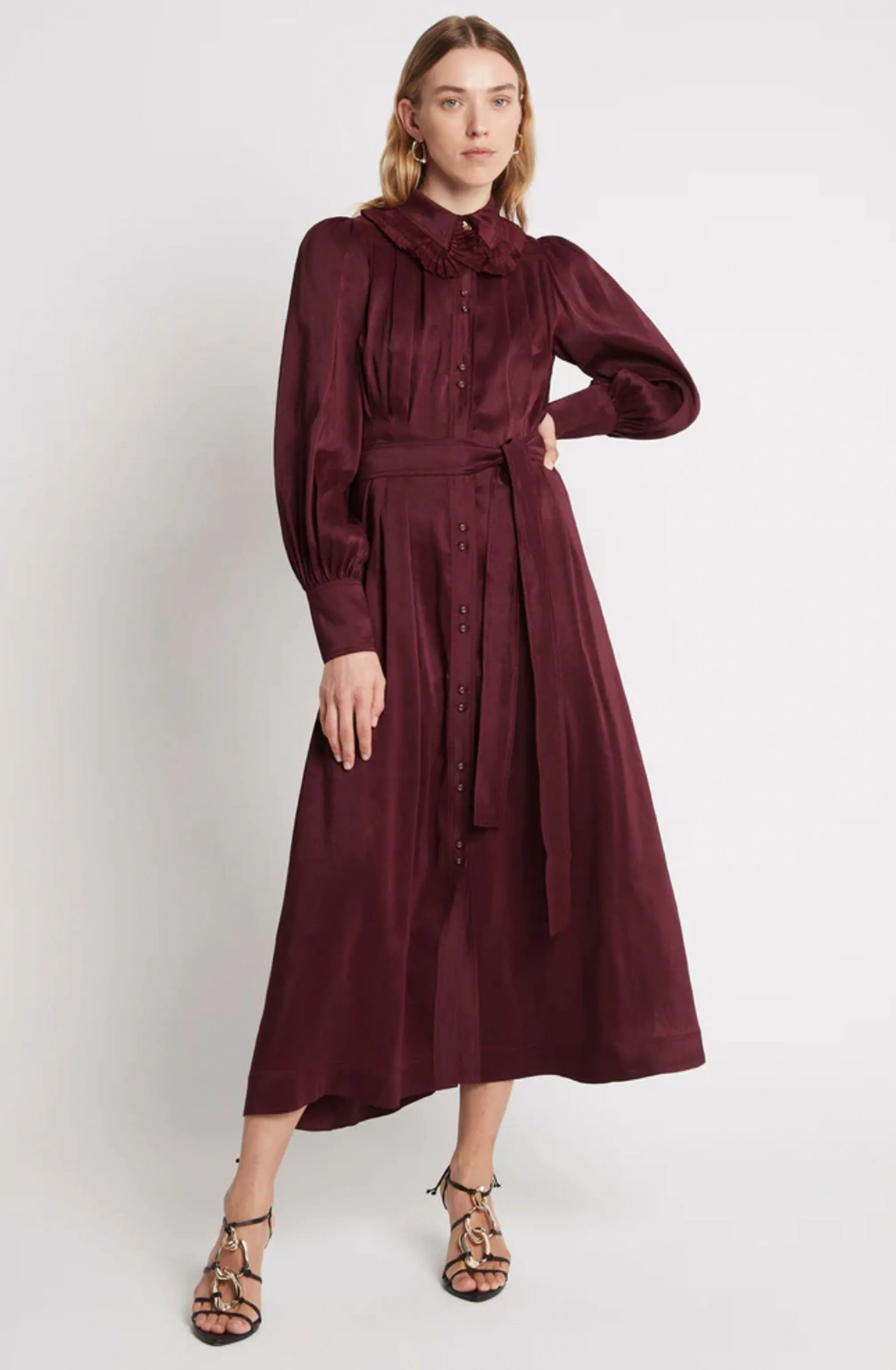 Idealist Pleated Collar Midi Dress by Aje