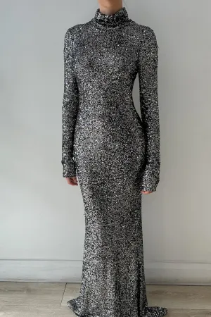 Inara Sequin Gown Gunmetal by HSH