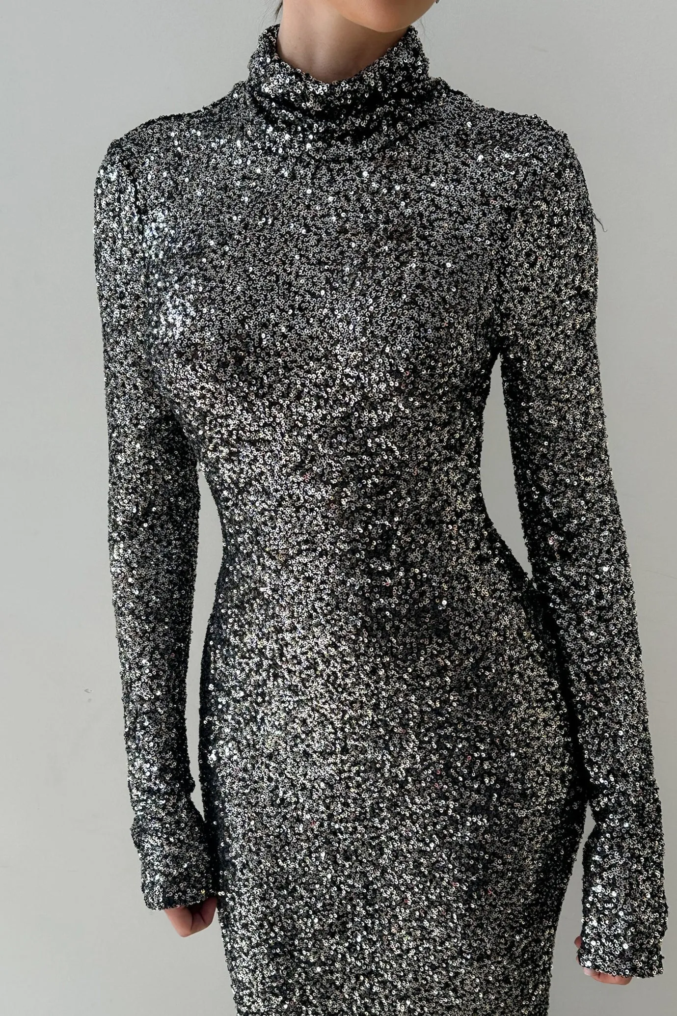 Inara Sequin Gown Gunmetal by HSH