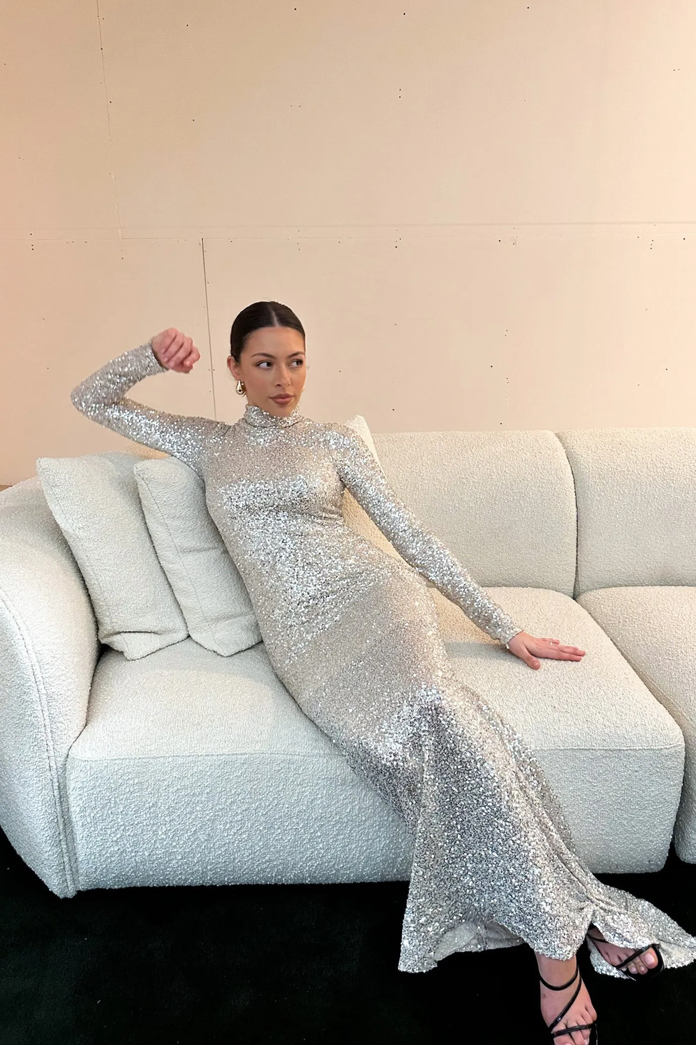 Inara Sequin Gown Silver by HSH