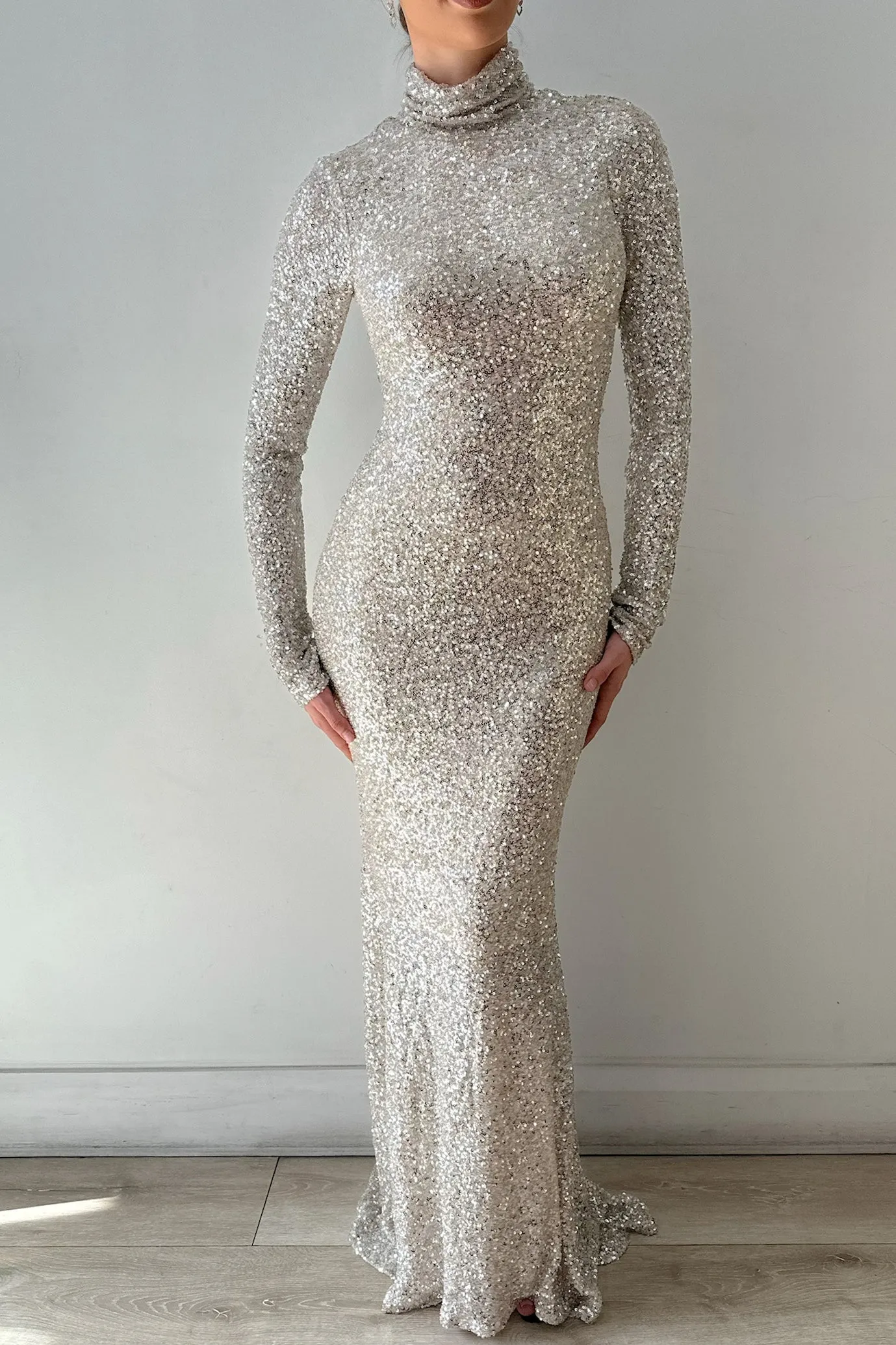 Inara Sequin Gown Silver by HSH