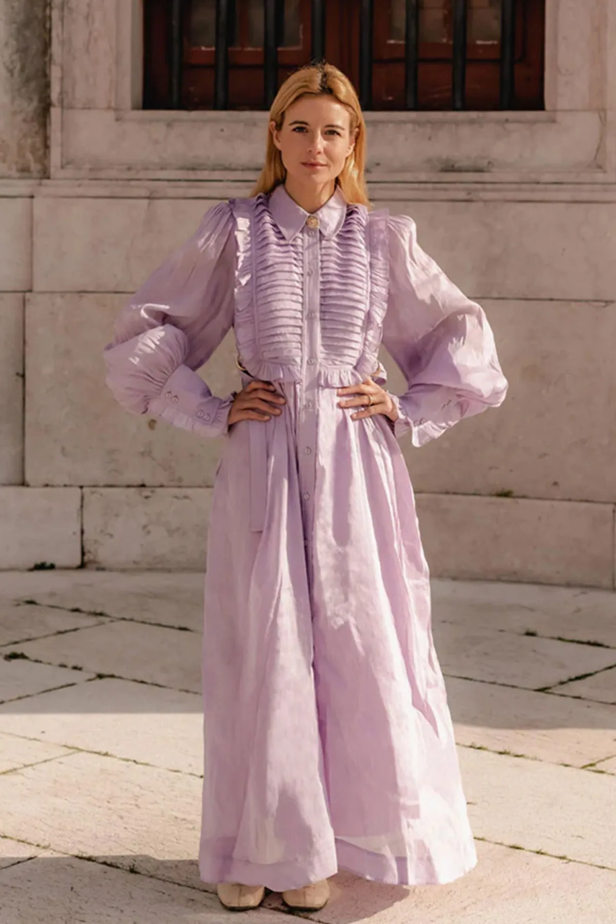 Iris Pleated Bib Midi Dress by Aje