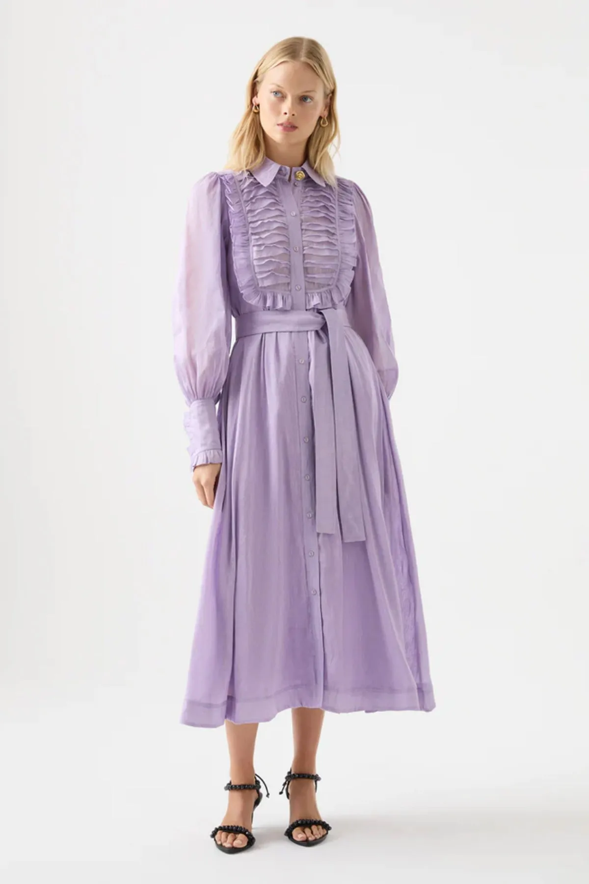 Iris Pleated Bib Midi Dress by Aje