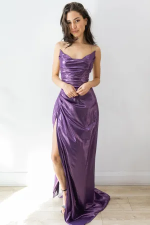 Jacinta Draped Gown Electric Purple by HSH