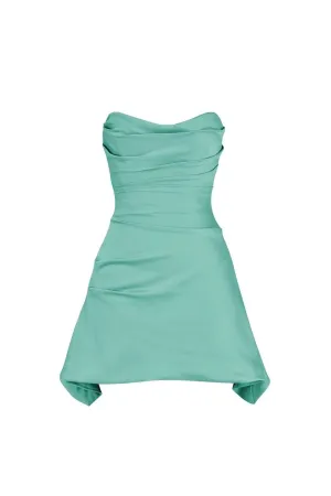 Jasmine Green Draped Strapless Corset Dress by House of CB
