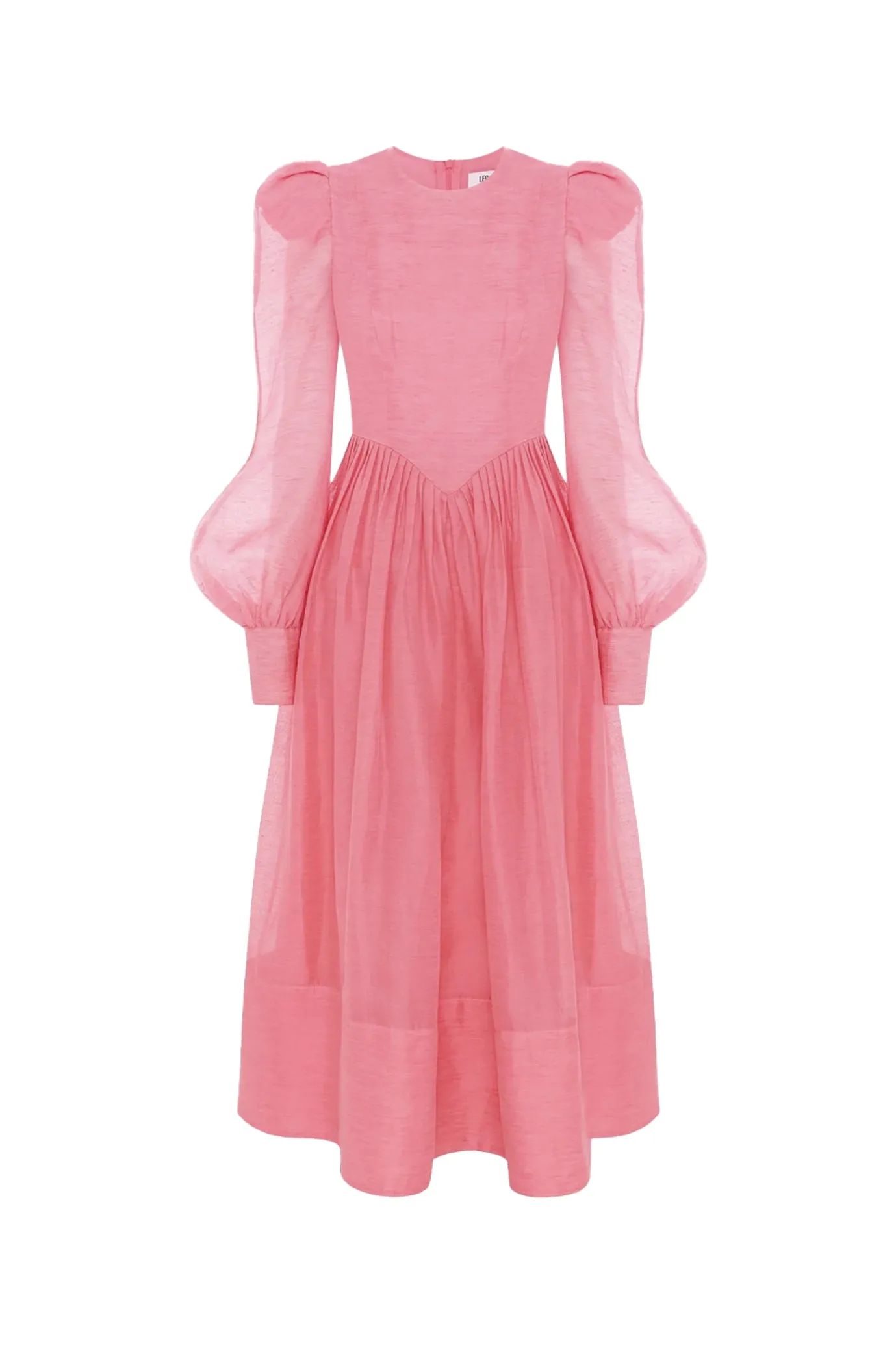 Jordana Structured Shoulder Midi Dress Watermelon by Leo Lin