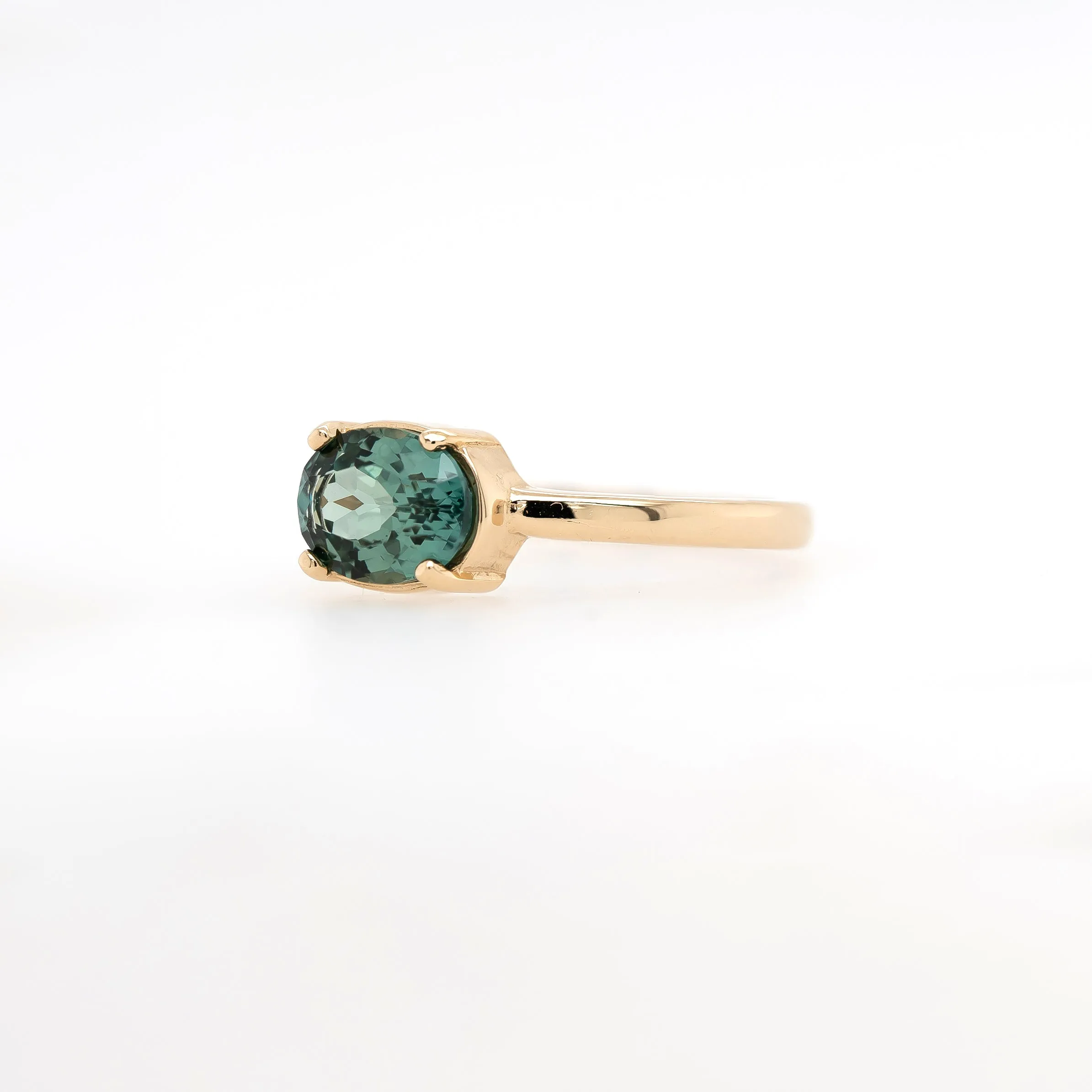 Lab-Grown Oval Green Sapphire Ring