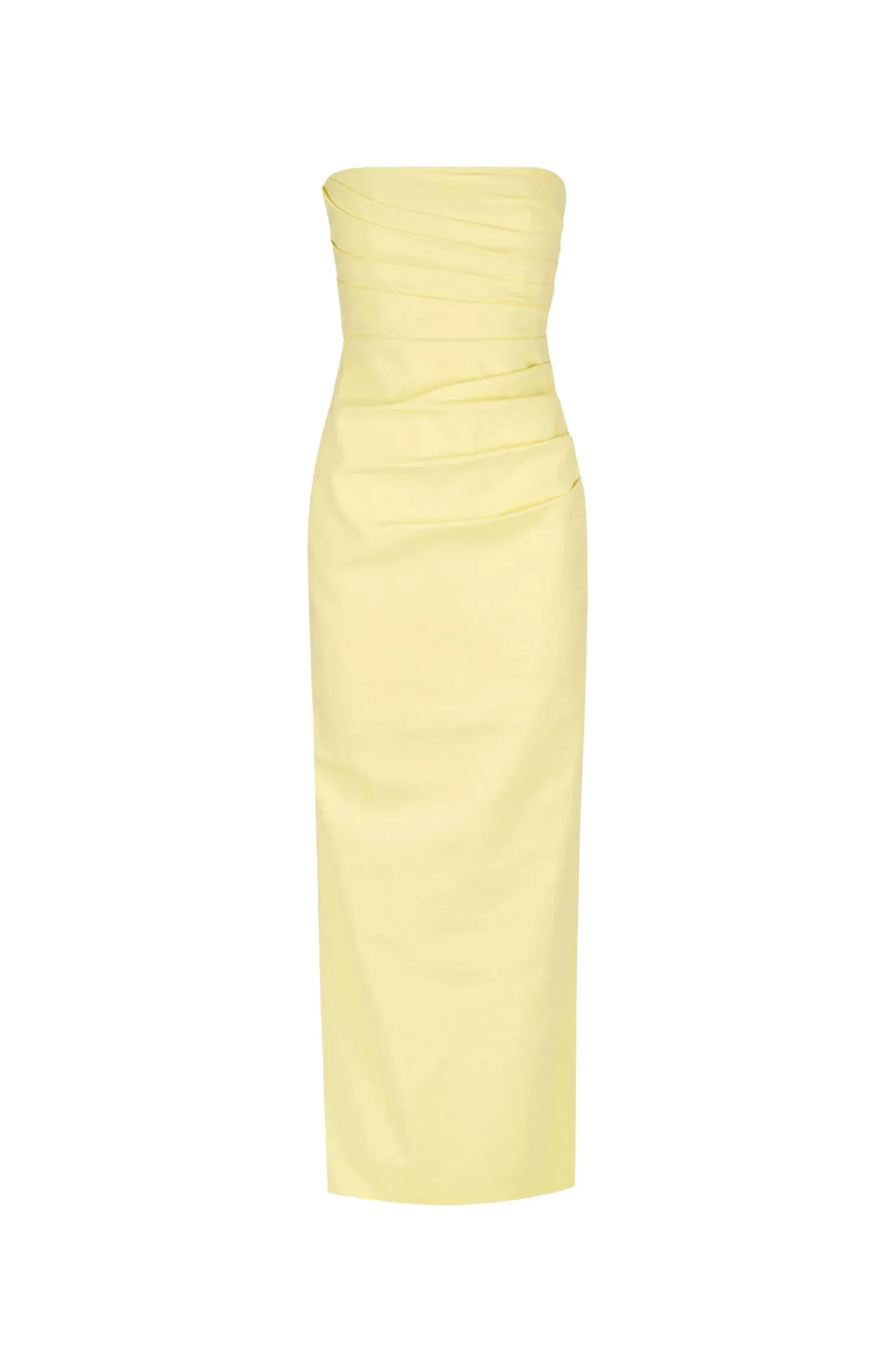Lani Strapless Draped Maxi Dress Lemon By Shona Joy