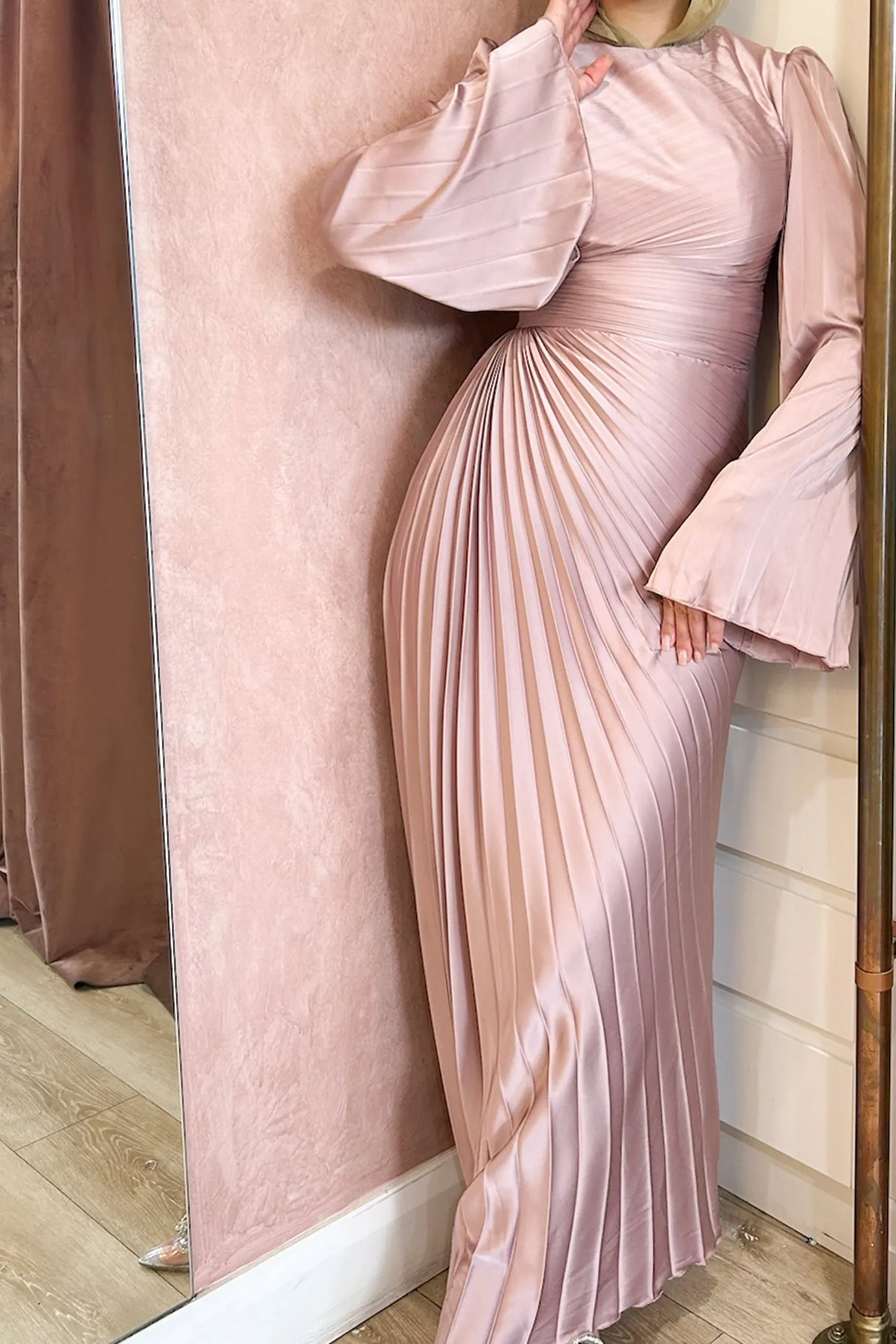 Layla Pleated Gown Baby Pink by HSH