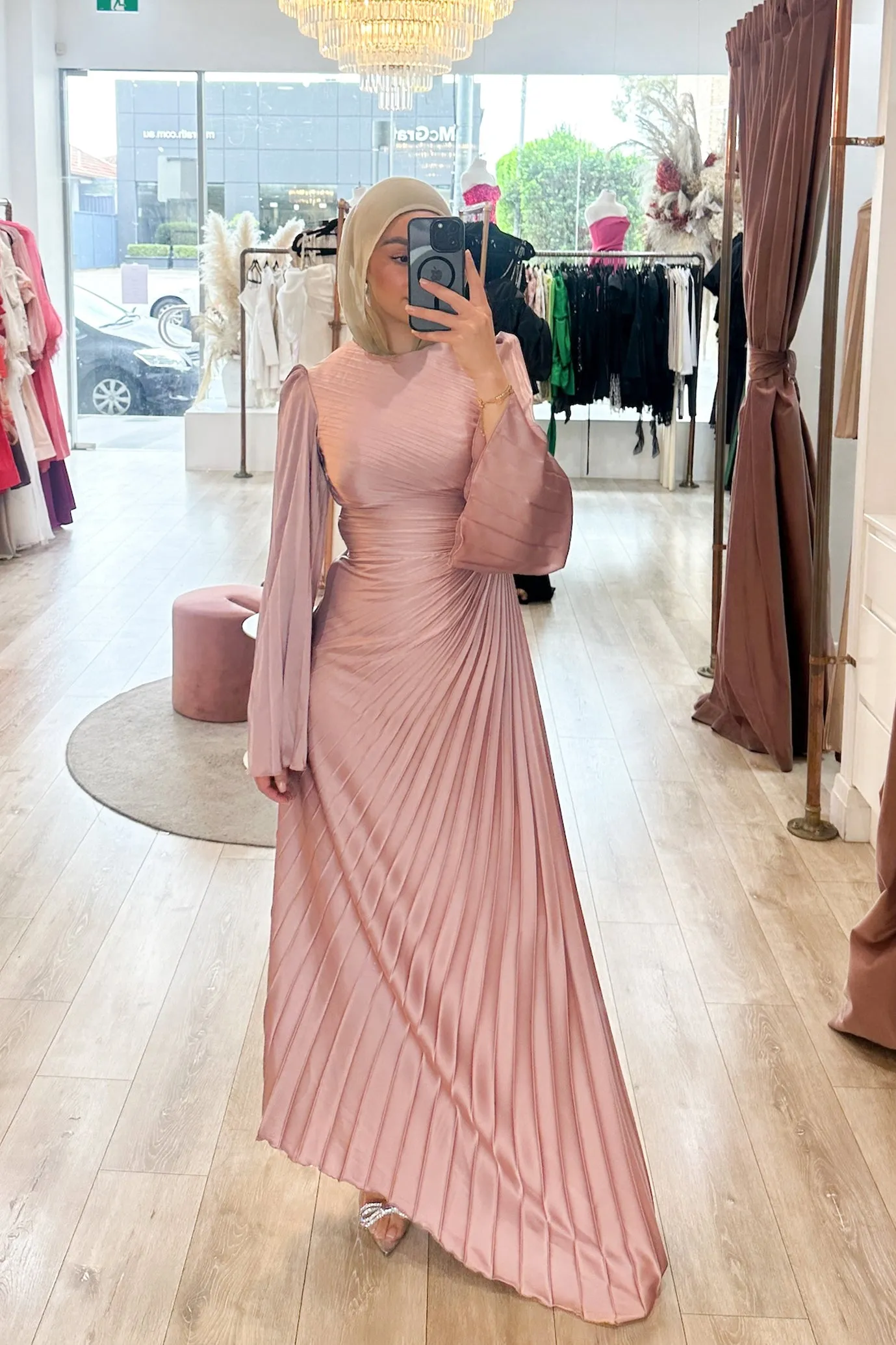 Layla Pleated Gown Baby Pink by HSH