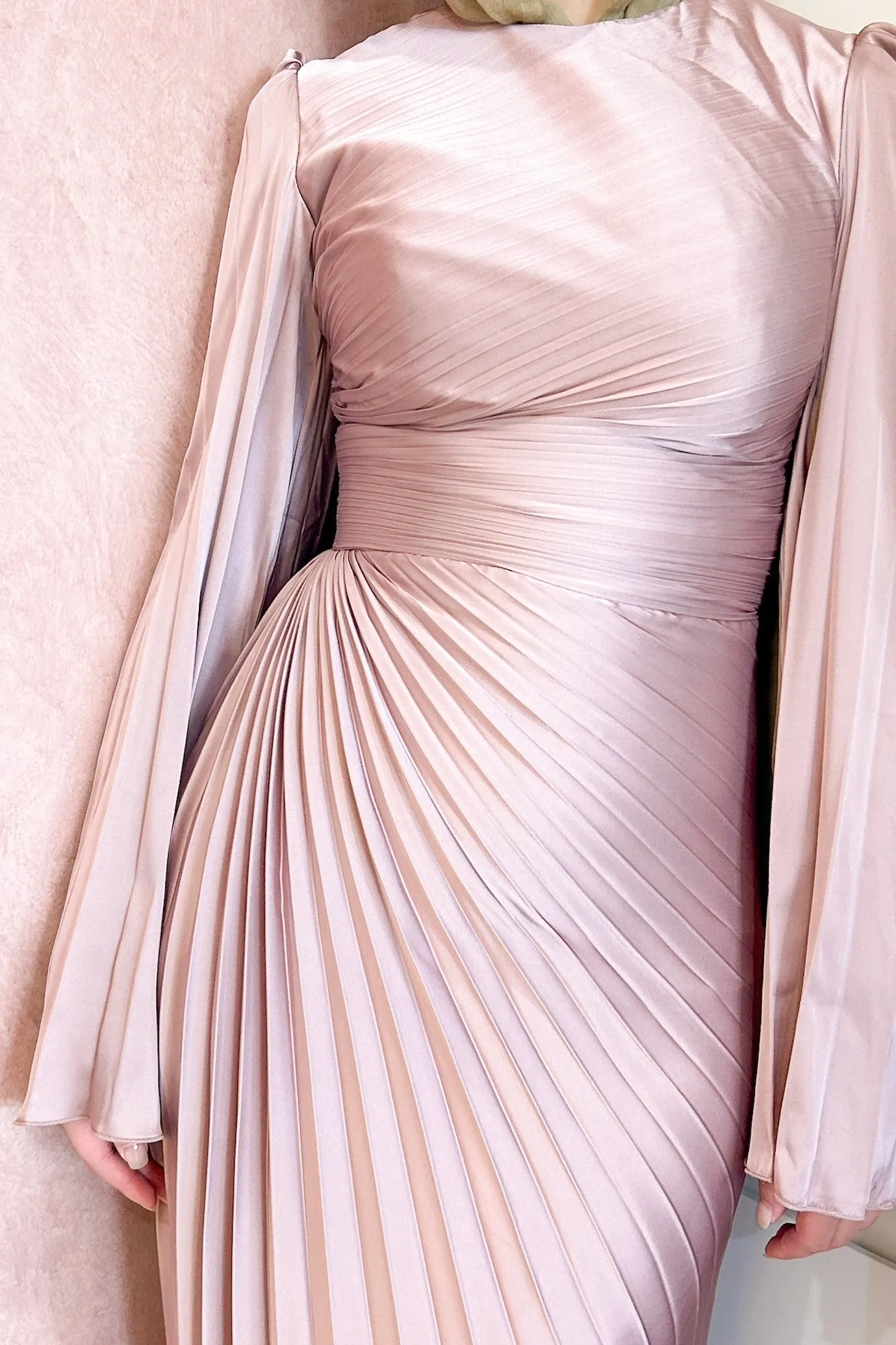 Layla Pleated Gown Baby Pink by HSH