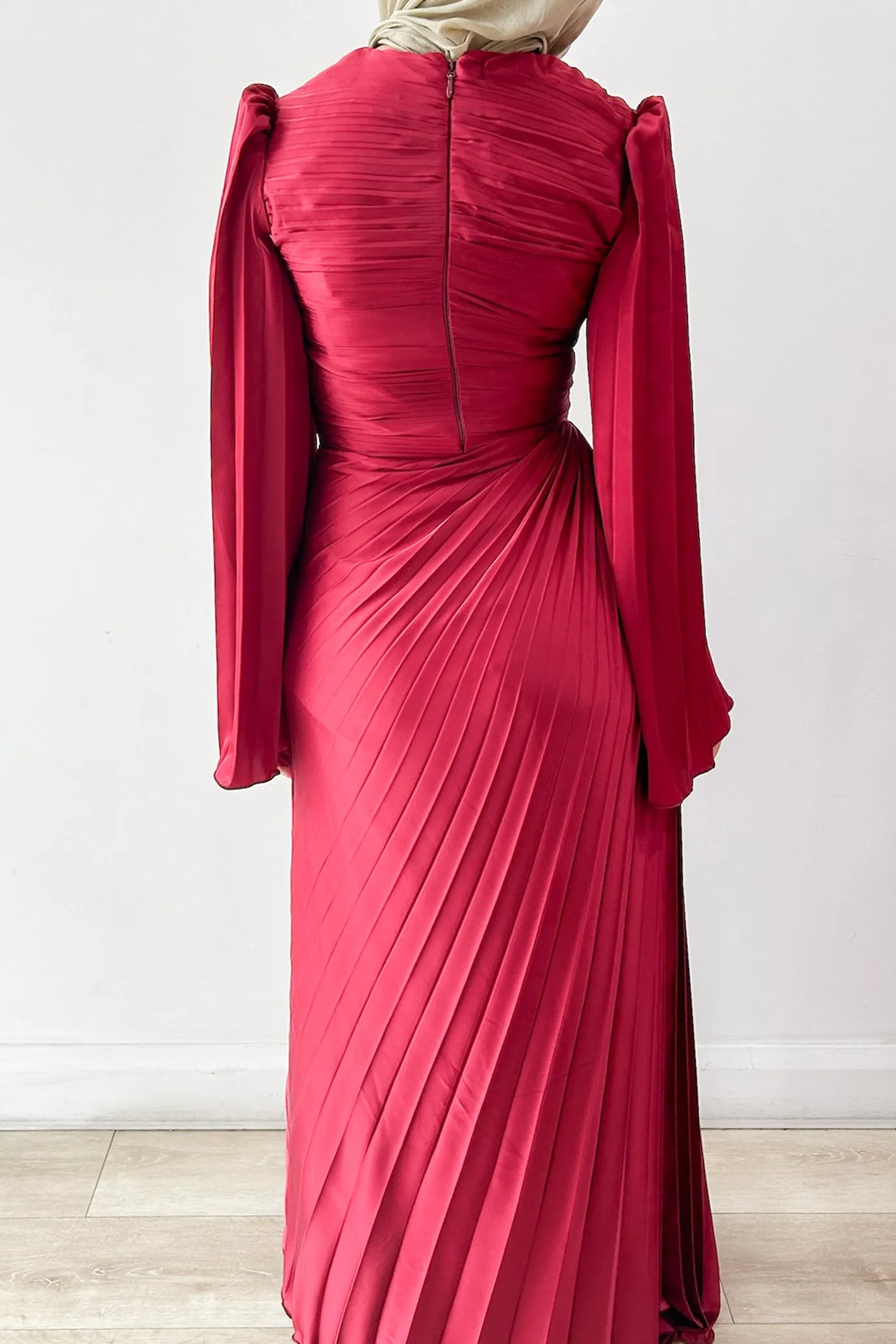 Layla Pleated Gown Cherry Red by HSH