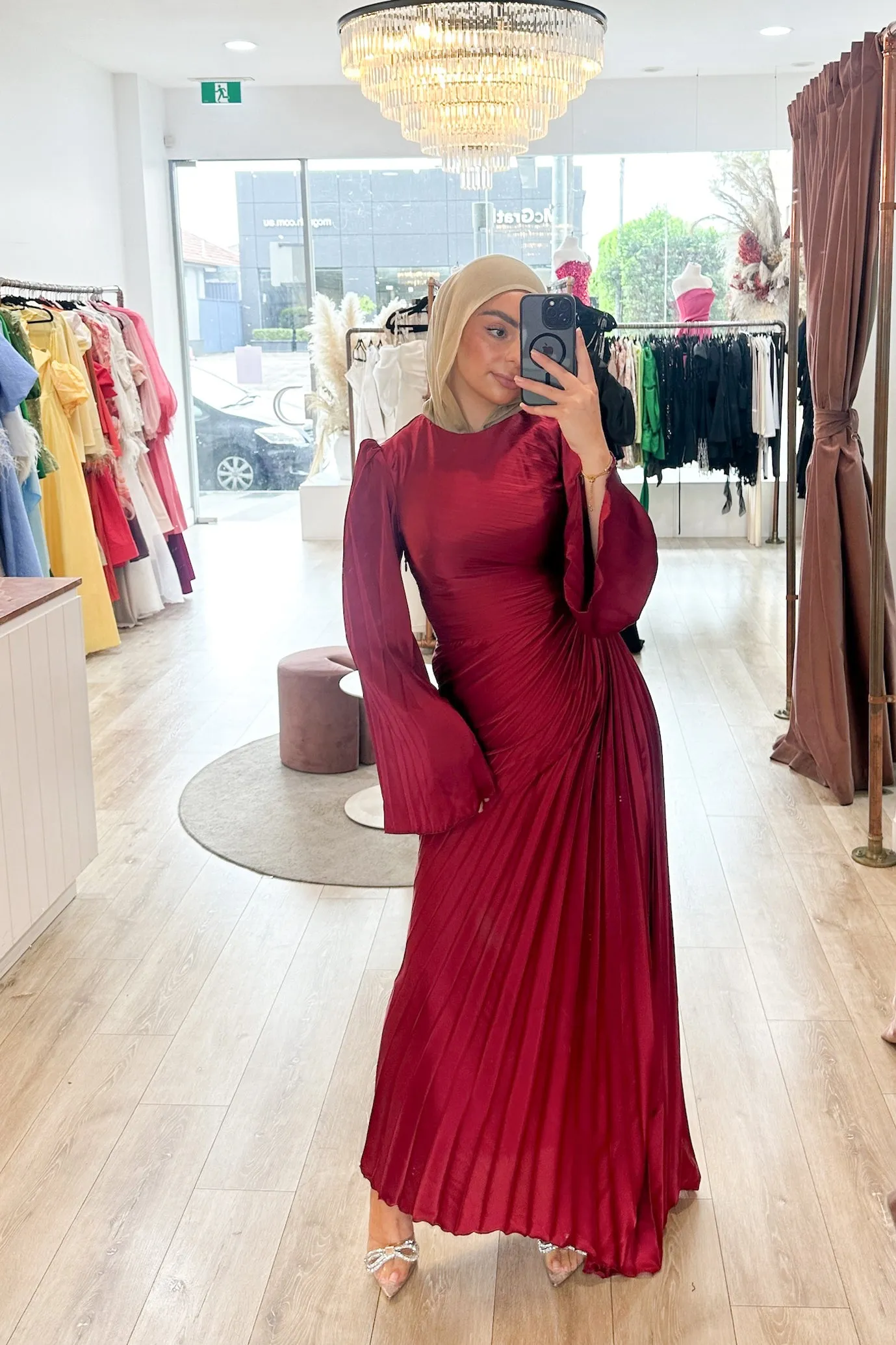 Layla Pleated Gown Cherry Red by HSH