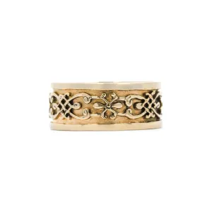 Magpie Vintage-14k Yellow Gold Carved Celtic Band 9mm