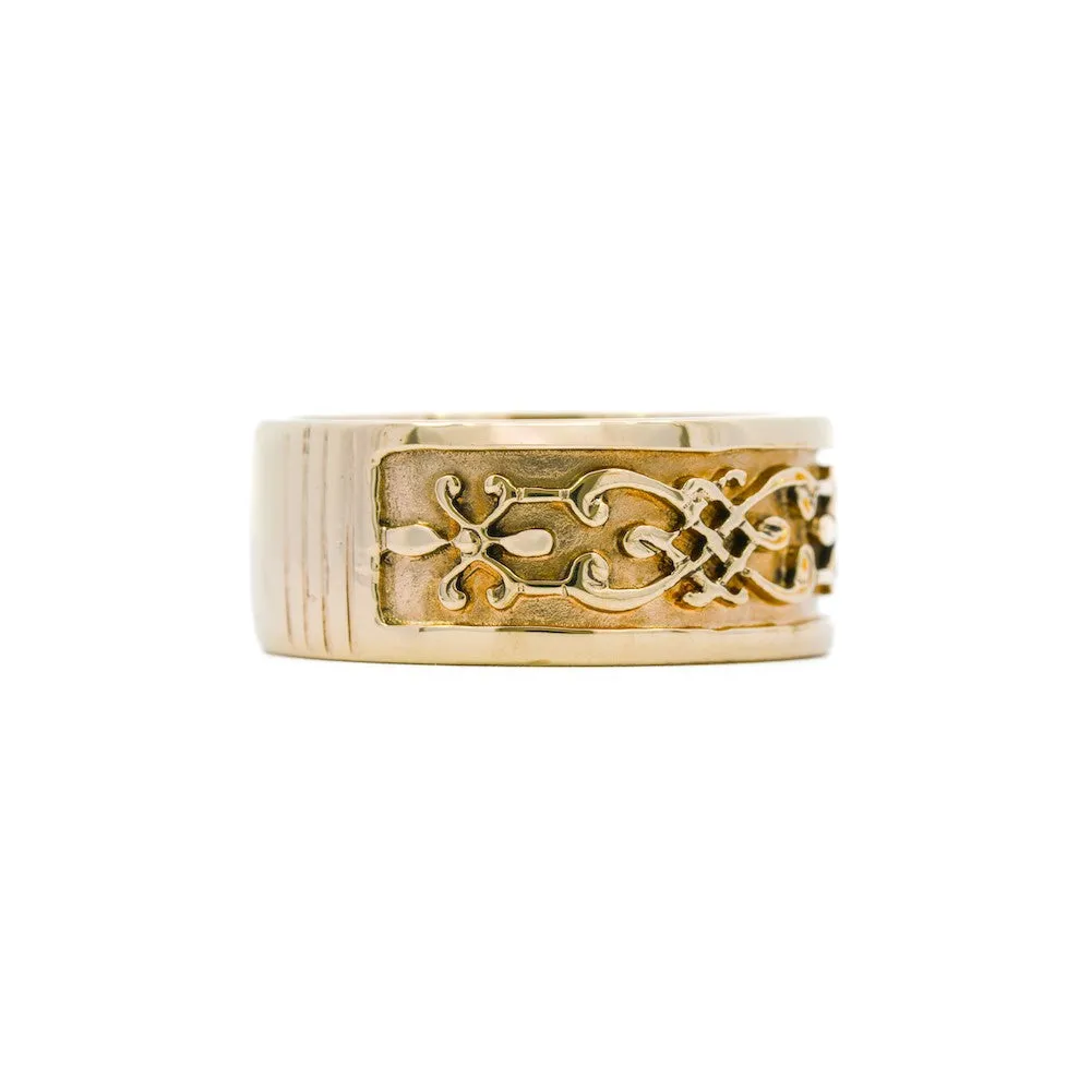 Magpie Vintage-14k Yellow Gold Carved Celtic Band 9mm