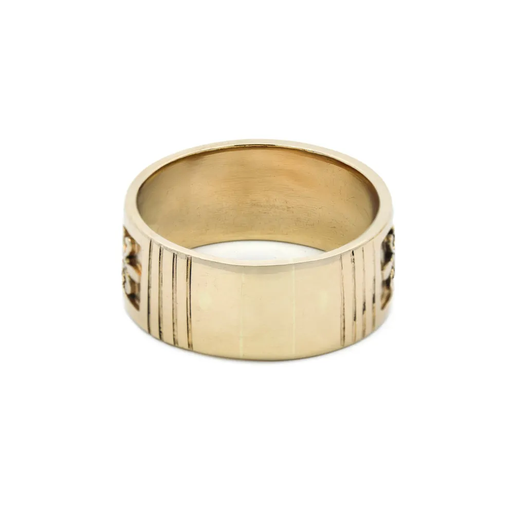 Magpie Vintage-14k Yellow Gold Carved Celtic Band 9mm