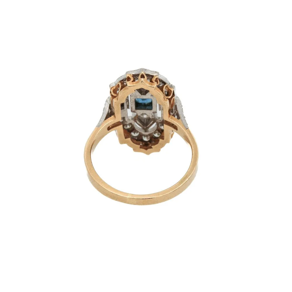 Magpie Vintage-18k Art Deco Style Diamond and Blue Sapphire Ring