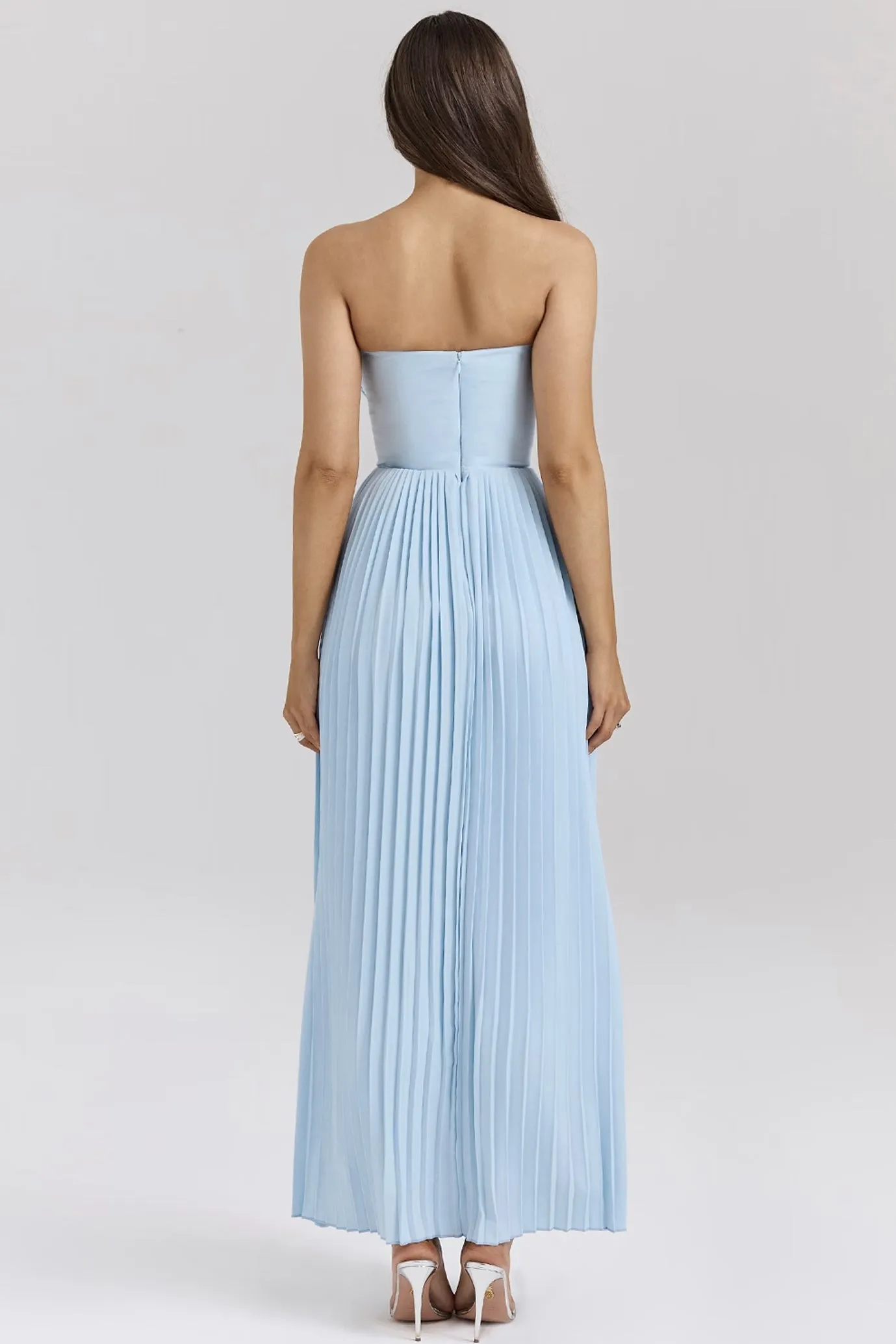 Marcella Ocean Blue Pleated Maxi Dress by House of CB