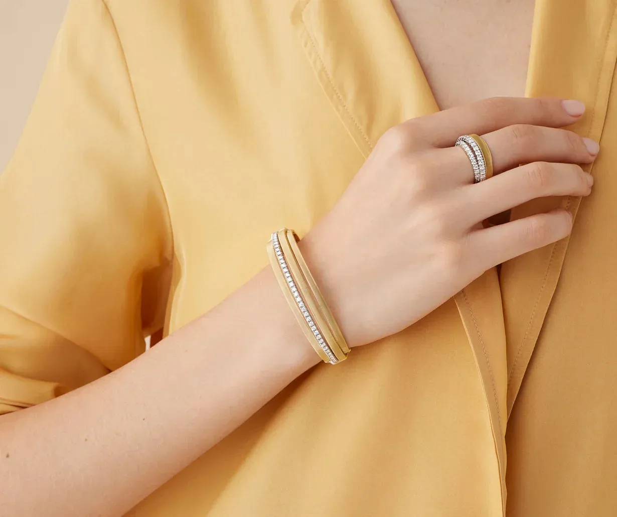 Marco Bicego Masai 18ct Yellow Gold Coil 0.95ct Diamond Bangle