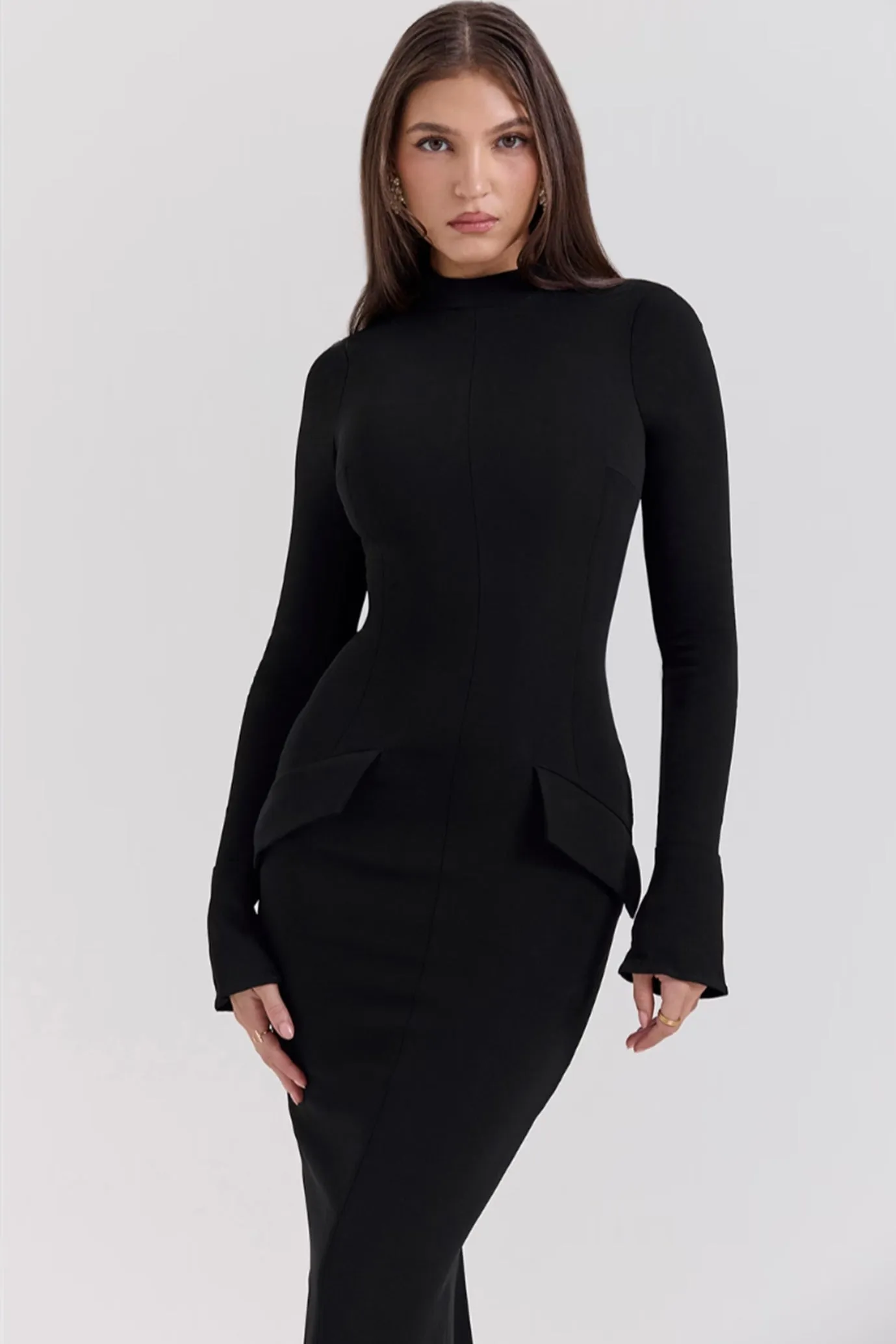 Marie-Louise Black Turtleneck Maxi Dress by House of CB