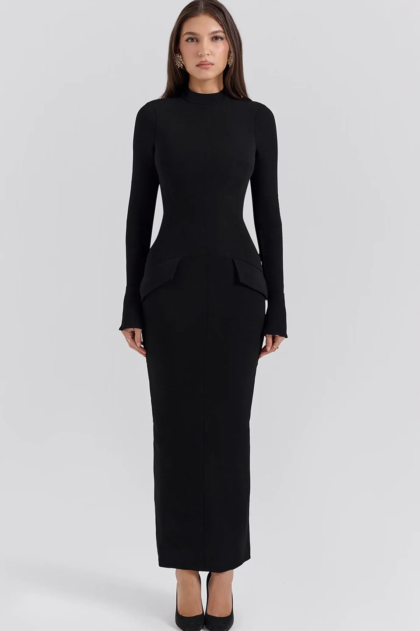 Marie-Louise Black Turtleneck Maxi Dress by House of CB